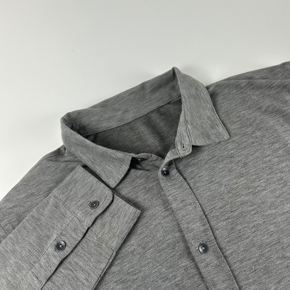 Vuori Men's L Style V1026 Gray Long Sleeve Knit Twill Button-Up Shirt